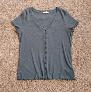 Women's Ribbed Button Top